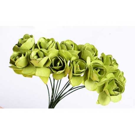 Fiore in carta cm 1 pz 12 colore verde Fiore in carta cm 1 pz 12 colore verde
