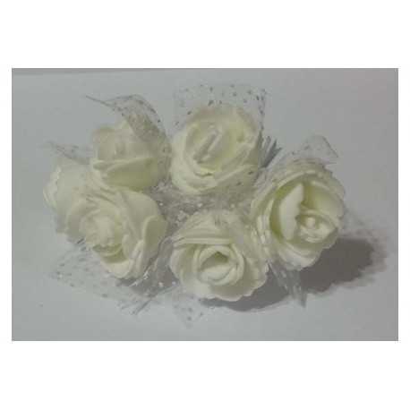 Rosa in spugna con inserti pois cm 2 pz 12 colore bianco Rosa in spugna con inserti pois cm 2 pz 12 colore bianco