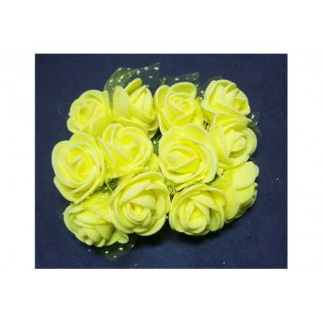 Rosa in spugna con velo a pois cm 3 pz 12 colore Giallo Rosa in spugna con velo a pois cm 3 pz 12 colore Giallo