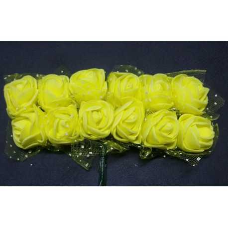 Rosa in spugna con inserti pois cm 2 pz 12 colore Giallo Rosa in spugna con inserti pois cm 2 pz 12 colore Giallo