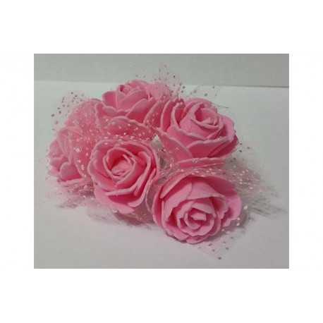 Rosa in spugna con inserti pois cm 2 pz 10 colore rosa Rosa in spugna con inserti pois cm 2 pz 10 colore rosa