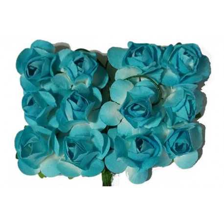Fiore in carta cm 1 pz 12 colore celeste e bianco Fiore in carta cm 1 pz 12 colore celeste e bianco
