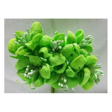 Fiore in stoffa cm 2 pz 6 verde Fiore in stoffa cm 2 pz 6 verde