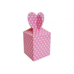 Scatola party per bambini con cuore rosa pois 6pz