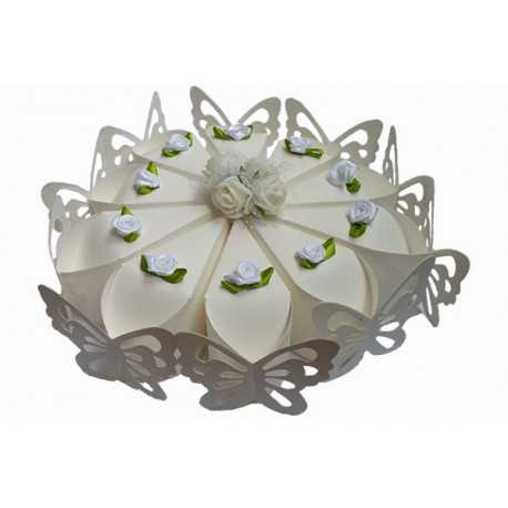 Torta portaconfetti 10pz colore bianco con farfalle Torta portaconfetti 10pz colore bianco con farfalle
