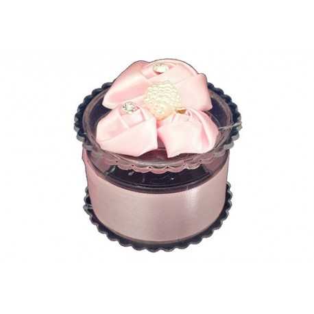 Scatola Tonda portaconfetti con decoro Rosa in plexiglas 6x4cm Scatola Tonda portaconfetti con decoro Rosa in plexiglas 6x4cm