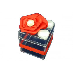 Scatola Cubo portaconfetti con decoro Rosso in plexiglas 5x5x5cm