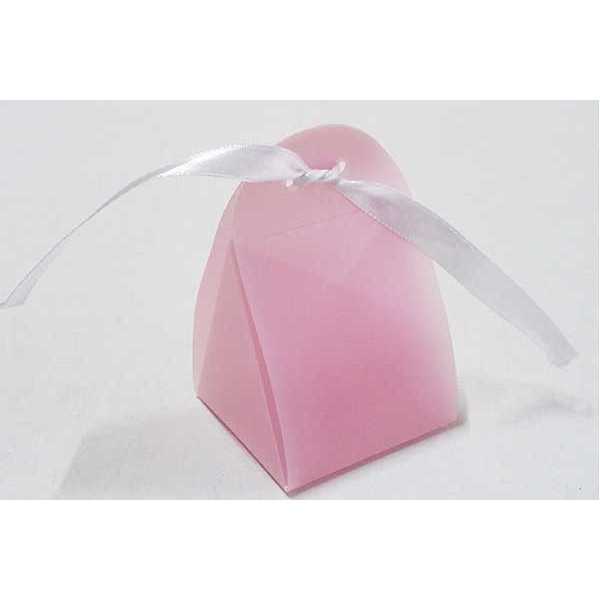 Scatola Triangolare portaconfetti traslucido Rosa in PVC 5x5x5cm 4pz