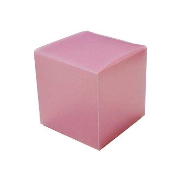 Scatola Cubo portaconfetti traslucido Rosa in PVC 5x5x5cm 4pz