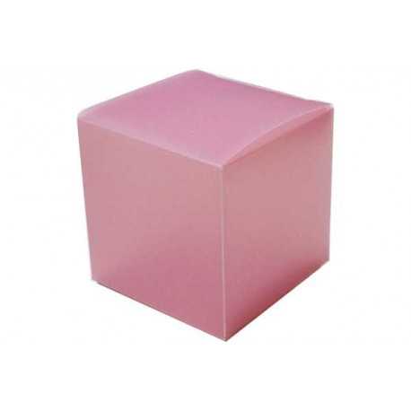 Scatola Cubo portaconfetti traslucido Rosa in PVC 5x5x5cm 4pz
