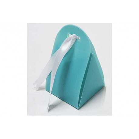 Scatola Triangolare portaconfetti traslucido Celeste in PVC 5x5x5cm 4pz Scatola Triangolare portaconfetti traslucido Celeste in PVC 5x5x5cm 4pz