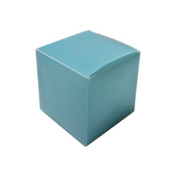 Scatola Cubo portaconfetti traslucido Celeste in PVC 5x5x5cm 4pz