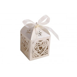 Scatolina portaconfetti in cartoncino perlato matrimonio 5x5x7cm 6pz