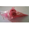 Cono portaconfetti in tela con decoro rosa colore rosa 11cm Cono portaconfetti in tela con decoro rosa colore rosa 11cm
