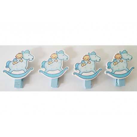 Set Mollettina decorativa Dondolo bimbo Celeste pz4 Set Mollettina decorativa Dondolo bimbo Celeste pz4