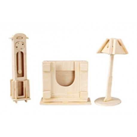 Puzzle 3D in legno tema Lampada e Pendola