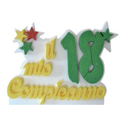 Festone Polistirolo Il Mio 18° Compleanno glitterato Oro con Stelle 33x25x5cm