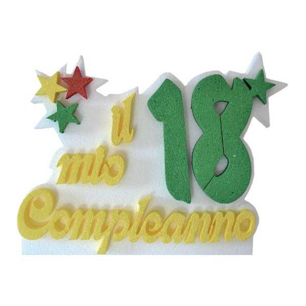 Festone Polistirolo Il Mio 18° Compleanno glitterato Oro con Stelle 33x25x5cm