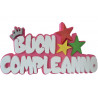Festone Polistirolo Buon Compleanno Rosa glitterato con Stelle 37x20x5cm Festone Polistirolo Buon Compleanno Rosa glitterato con Stelle 37x20x5cm