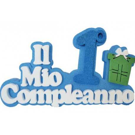 Festone Polistirolo Il Mio 1° Compleanno con Regalo Azzurro glitterato 39x23x5cm Festone Polistirolo Il Mio 1° Compleanno con Regalo Azzurro glitterato 39x23x5cm