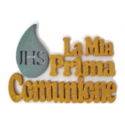 Festone Polistirolo La Mia Prima Comunione Pietra glitterato Oro 37x28x5cm