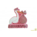 Festone Polistirolo Cicogna Rosa Benvenuta glitterato 37x40x5cm