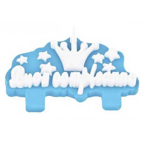 Placca Candela Buon Compleanno Celeste cm 9 Placca Candela Buon Compleanno Celeste cm 9