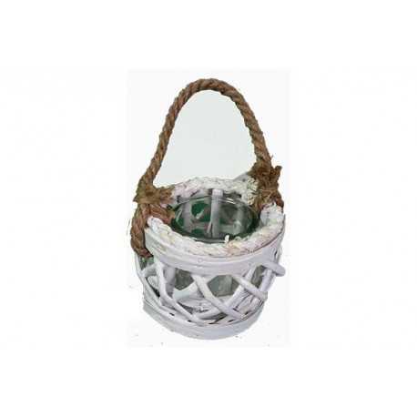 Vaso portafiori in legno con bicchiere rotondo 12x10cm Vaso portafiori in legno con bicchiere rotondo 12x10cm