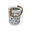 Vaso portafiori in legno con bicchiere tondo 18x15cm
