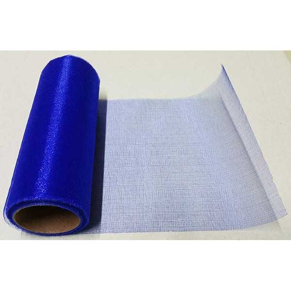 Rotolo in organza effetto lucido Blu 14cmx8m