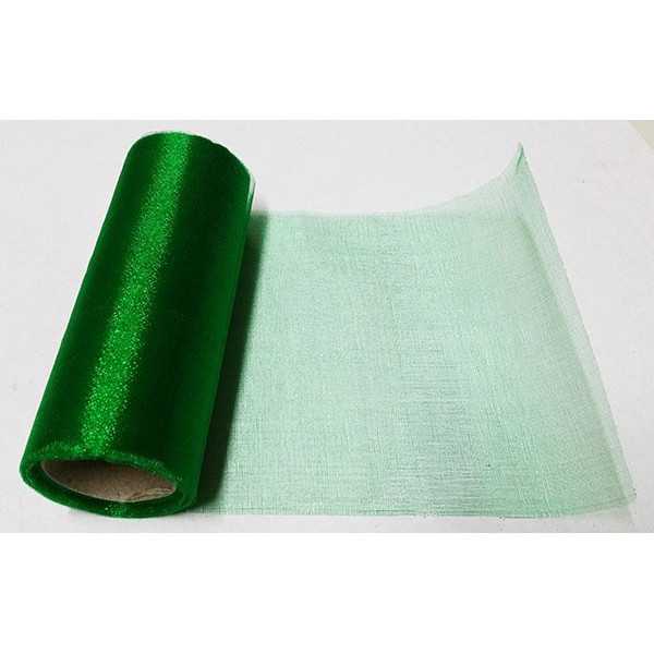 Rotolo organza effetto lucido Verde Smeraldo 14cmx8m