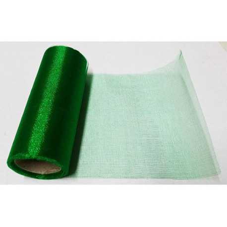 Rotolo organza effetto lucido Verde Smeraldo 14cmx8m