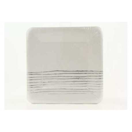 Piatto carta quadrato con decoro argento cm 24 pz 6 Piatto carta quadrato con decoro argento cm 24 pz 6
