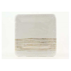 Piatto carta quadrato con decoro oro cm 24 pz 6