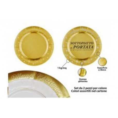 2 Sottopiatto in cartoncino diametro cm 32 “Merry Christmas” Oro 2 Sottopiatto in cartoncino diametro cm 32 “Merry Christmas” Oro