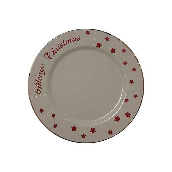 2 Sottopiatto in cartoncino diametro cm 32 “Merry Christmas” Bianco