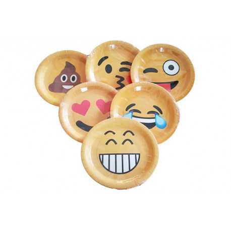 Piatti Piani 23 cm - pz 6 Emoticons Smiles Assortiti Piatti Piani 23 cm - pz 6 Emoticons Smiles Assortiti