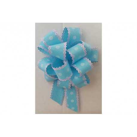 Coccarda Fiocco piccola o Coccardina Celeste e pois bianchi 23mm 10pz Coccarda Fiocco piccola o Coccardina Celeste e pois bianchi 23mm 10pz
