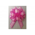 10 Coccarde Fiocco piccolo o Coccardine Rosa con pois Bianchi 23 mm