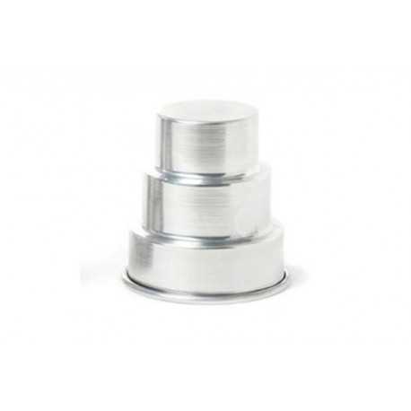 Stampo Mini Wedding Cake a 3 piani: stampo alluminio per mini torte americane a 3 piani h 8 cm Stampo Mini Wedding Cake a 3 piani: stampo alluminio per mini torte americane a 3 piani h 8 cm