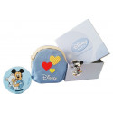 Set Zainetto Celeste decoro Cuori con Ciondolo Argentato e Clip Portaciuccio Topolino Disney