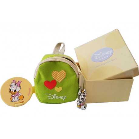Set Zainetto Verde decoro Cuori con Ciondolo Argentato e Clip Portaciuccio Paperina Disney Set Zainetto Verde decoro Cuori con Ciondolo Argentato e Clip Portaciuccio Paperina Disney