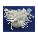 Sacchetti Argento con tirante in polycotton "Nido" e velo di fata, 24 cm