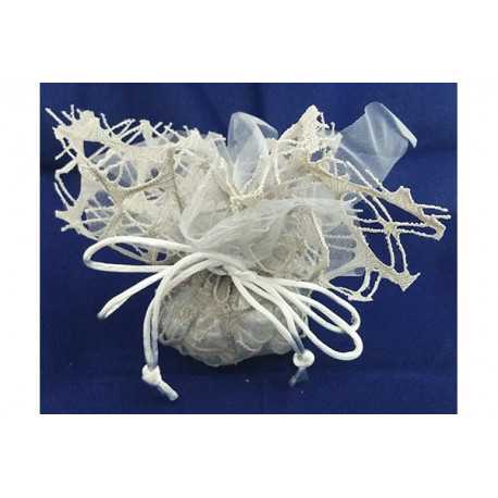 Sacchetto con tirante in polycotton "Nido" e velo di fata Sacchetto con tirante in polycotton "Nido" e velo di fata