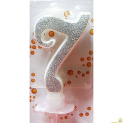 Candela Glitter Argento cm 7 n° 7