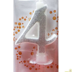 Candela Glitter Argento cm 7 n° 4