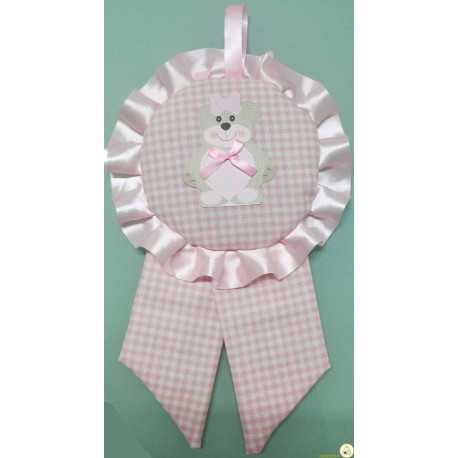 Coccarda Nascita Colore Rosa Orsetto Country Coccarda Nascita Colore Rosa Orsetto Country