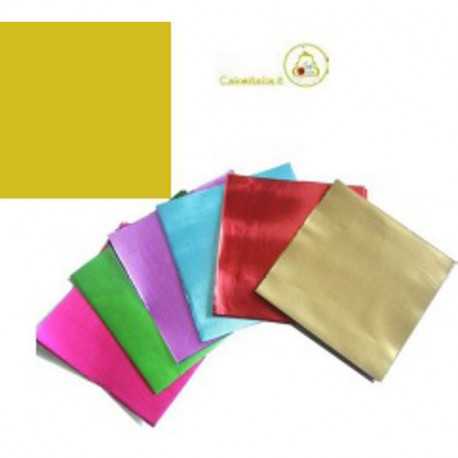 Incarti per cioccolatini Formatelli in alluminio Giallo Ocra 10 x 10 cm da 50 g 120 fogli Incarti per cioccolatini Formatelli in alluminio Giallo Ocra 10 x 10 cm da 50 g 120 fogli