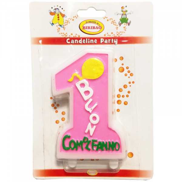 Candela Maxi Primo Compleanno Rosa cm 6x10