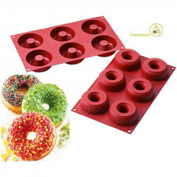 Stampo per 6 ciambelle grandi o 6 donuts grandi dal diametro di 7,5 cm in silicone da Silikomart